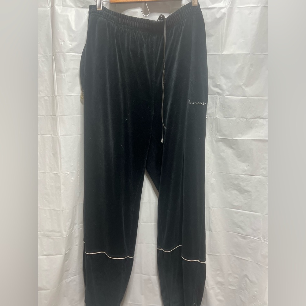 Vintage Y2K OutKast Black Velour Track Pants Size XXL